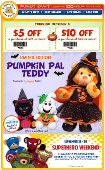 Sign up for build a bear coupons