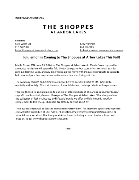 lululemon annoucement