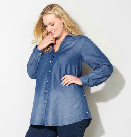 Side Button Denim Tunic