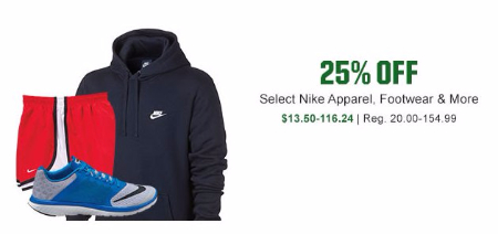 25% Off Select Nike Apparel, Footwear & More