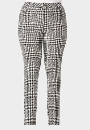 Graphic Plaid Skinny Ponte Pants