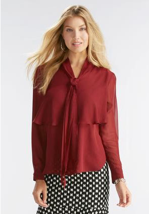 Tiered Ruffle Bow Blouse