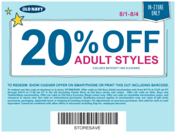 Old Navy Outlet Coupon at Old Navy