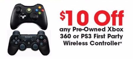 $10 Off Pre-Owned Xbox 360 or PS3 Wireless Controller at GameStop