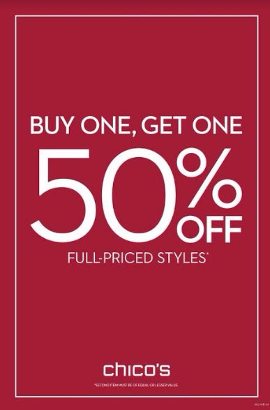Buy One, Get One 50% Off Full Priced Styles