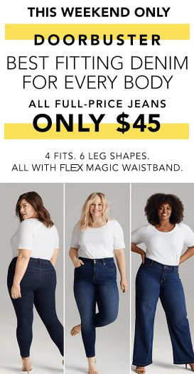 Lane Bryant | All Full-Price Jeans $45