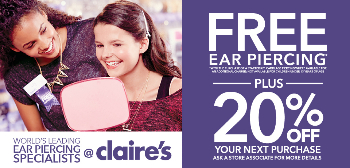 Claire's ear piercing coupon