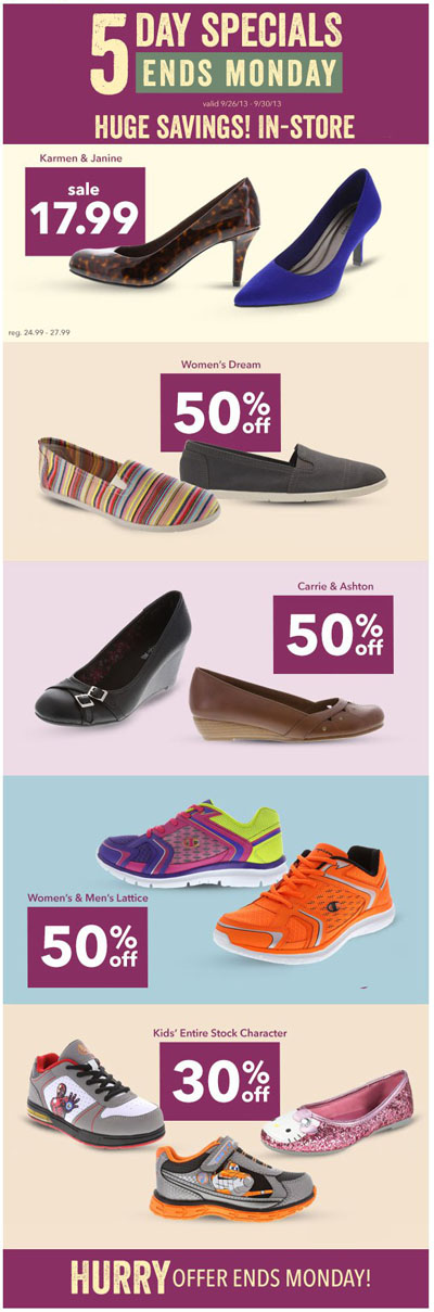 ... 50% off Specials! at Payless ShoeSource :: 09/26/2013 to 09/30/2013