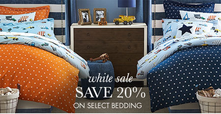 Save 20% on Select Bedding at pottery barn kids