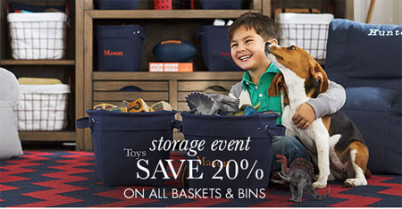 Save 20% on All Baskets & Bins at pottery barn kids