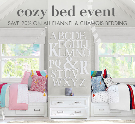 20% Off All Flannel & Chamois Bedding at pottery barn kids