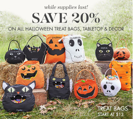 20% Off Halloween Treat Bags, Tabletop & Decor at pottery barn kids