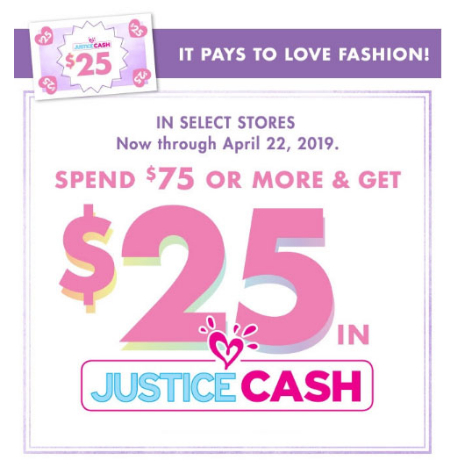Justice | $25 in Justice Cash