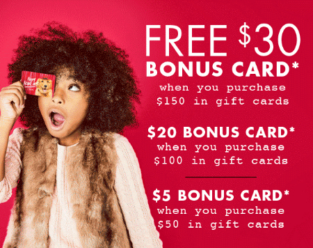 Up to $30 Free Bonus Card