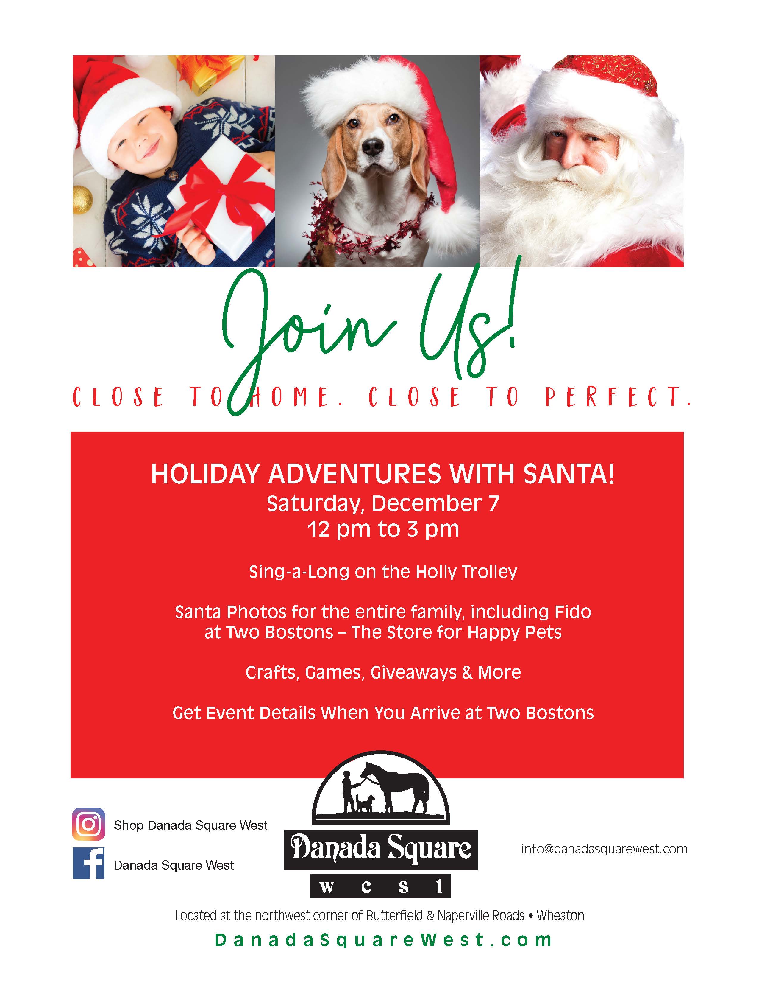 Holiday Adventures with Santa on Saturday December 7 from 12-3PM. Sing-a-long, photos, crafts, ganes abd nire