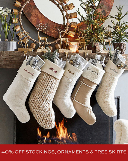 Victoria Gardens 40 Off Stockings Ornaments Tree Skirts Pottery Barn 40 Off Stockings Ornaments Tree Skirts