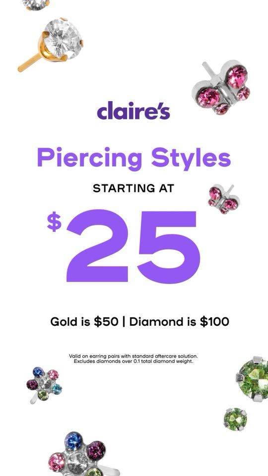 Piercing Styles Starting at $25